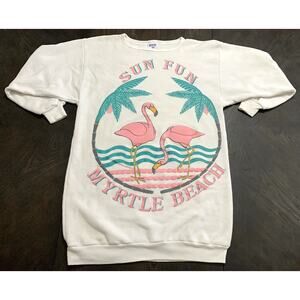 Vtg 90s Action Sportswear Sun Fun Myrtle Beach Sweatshirt Bathing Suit Cover Up